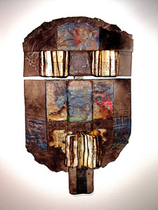 image 8 with PHILADELPHIA Wall Piece. 57x35x12__ cms. Raku fired clay and mixed media