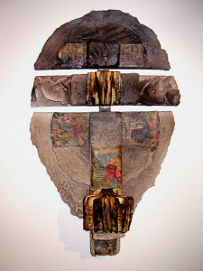 image 9 with ST.DAVID AT HENFYNYW Wall Piece.__ 82x50x18 cms. Raku fired clay and mixed media